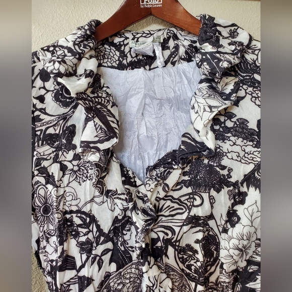 Alberto Makali Vintage Floral Ruffle Zip up jacket. Womens size S - Picture 5 of 6